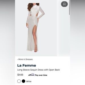 La Femme Long Sleeve Sequin Dress with Open Back